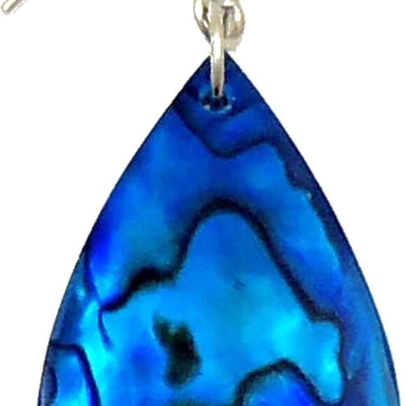 Blue Paua Abalone Shell Dangle Earrings for Women and Men - Picture 4 of 6